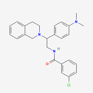 molecular formula C26H28ClN3O B2556331 3-chloro-N-(2-(3,4-dihydroisoquinolin-2(1H)-yl)-2-(4-(dimethylamino)phenyl)ethyl)benzamide CAS No. 946287-41-8