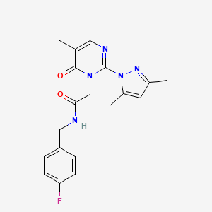 molecular formula C20H22FN5O2 B2556336 2-[2-(3,5-二甲基吡唑-1-基)-4,5-二甲基-6-氧代嘧啶-1-基]-N-[(4-氟苯基)甲基]乙酰胺 CAS No. 1002430-25-2