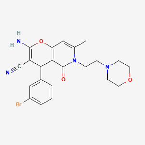 molecular formula C22H23BrN4O3 B2556356 2-amino-4-(3-bromophenyl)-7-methyl-6-(2-morpholinoethyl)-5-oxo-5,6-dihydro-4H-pyrano[3,2-c]pyridine-3-carbonitrile CAS No. 758701-51-8