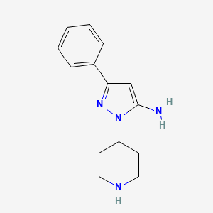 molecular formula C14H18N4 B2556357 3-Phenyl-1-(piperidin-4-yl)-1H-pyrazol-5-amine CAS No. 1389315-07-4