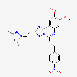 molecular formula C25H25N7O4S B2556365 2-(2-(3,5-dimethyl-1H-pyrazol-1-yl)ethyl)-8,9-dimethoxy-5-((4-nitrobenzyl)thio)-[1,2,4]triazolo[1,5-c]quinazoline CAS No. 1173727-52-0