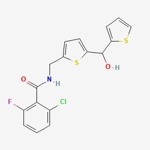 molecular formula C17H13ClFNO2S2 B2556367 2-chloro-6-fluoro-N-((5-(hydroxy(thiophen-2-yl)methyl)thiophen-2-yl)methyl)benzamide CAS No. 1421485-55-3