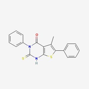 molecular formula C19H14N2OS2 B2556376 5-methyl-3,6-diphenyl-2-sulfanyl-3H,4H-thieno[2,3-d]pyrimidin-4-one CAS No. 852296-88-9