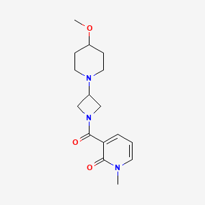 molecular formula C16H23N3O3 B2556377 3-(3-(4-甲氧基哌啶-1-基)氮杂环丁-1-羰基)-1-甲基吡啶-2(1H)-酮 CAS No. 2034527-23-4