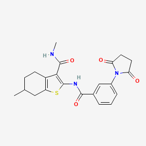 molecular formula C22H23N3O4S B2556382 2-(3-(2,5-dioxopyrrolidin-1-yl)benzamido)-N,6-dimethyl-4,5,6,7-tetrahydrobenzo[b]thiophene-3-carboxamide CAS No. 892979-36-1