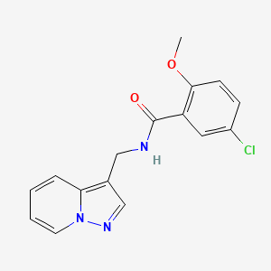 molecular formula C16H14ClN3O2 B2556385 5-chloro-2-methoxy-N-(pyrazolo[1,5-a]pyridin-3-ylmethyl)benzamide CAS No. 1396878-28-6