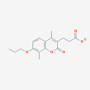 molecular formula C17H20O5 B2556396 3-(4,8-dimethyl-2-oxo-7-propoxy-2H-chromen-3-yl)propanoic acid CAS No. 858750-46-6