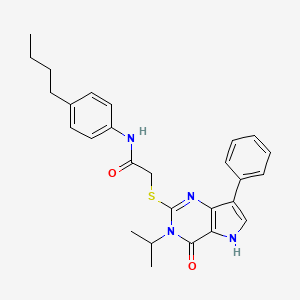 molecular formula C27H30N4O2S B2556397 N-(4-丁基苯基)-2-((3-异丙基-4-氧代-7-苯基-4,5-二氢-3H-吡咯并[3,2-d]嘧啶-2-基)硫代)乙酰胺 CAS No. 2034315-06-3