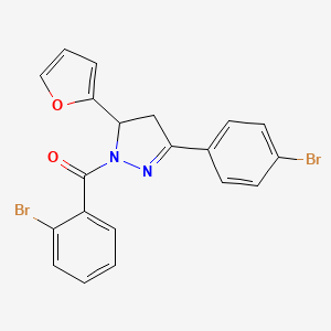 molecular formula C20H14Br2N2O2 B2556398 (2-bromophenyl)(3-(4-bromophenyl)-5-(furan-2-yl)-4,5-dihydro-1H-pyrazol-1-yl)methanone CAS No. 361479-14-3