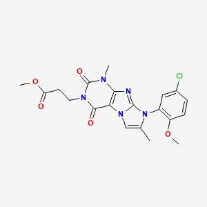 molecular formula C20H20ClN5O5 B2556401 3-(8-(5-氯-2-甲氧基苯基)-1,7-二甲基-2,4-二氧代-1H-咪唑并[2,1-f]嘌呤-3(2H,4H,8H)-基)丙酸甲酯 CAS No. 886889-05-0