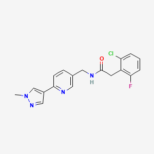 molecular formula C18H16ClFN4O B2556405 2-(2-chloro-6-fluorophenyl)-N-((6-(1-methyl-1H-pyrazol-4-yl)pyridin-3-yl)methyl)acetamide CAS No. 2034312-60-0