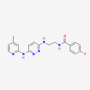 molecular formula C19H19FN6O B2556411 4-氟基-N-(2-((6-((4-甲基吡啶-2-基)氨基)嘧啶-3-基)氨基)乙基)苯甲酰胺 CAS No. 1021109-10-3