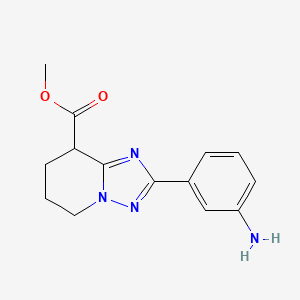 molecular formula C14H16N4O2 B2556413 Methyl 2-(3-aminophenyl)-5,6,7,8-tetrahydro-[1,2,4]triazolo[1,5-a]pyridine-8-carboxylate CAS No. 1368015-20-6