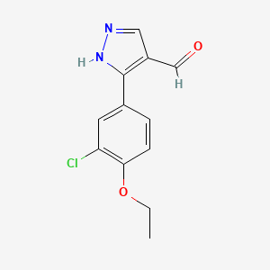 molecular formula C12H11ClN2O2 B2556424 3-(3-氯-4-乙氧基苯基)-1H-吡唑-4-甲醛 CAS No. 879996-65-3