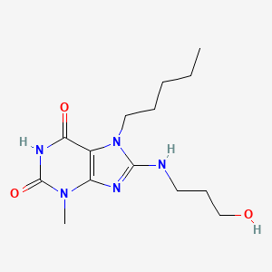 molecular formula C14H23N5O3 B2556436 8-(3-Hydroxypropylamino)-3-methyl-7-pentylpurine-2,6-dione CAS No. 377061-86-4