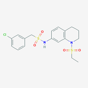 molecular formula C18H21ClN2O4S2 B2556445 1-(3-chlorophenyl)-N-(1-(ethylsulfonyl)-1,2,3,4-tetrahydroquinolin-7-yl)methanesulfonamide CAS No. 941945-09-1