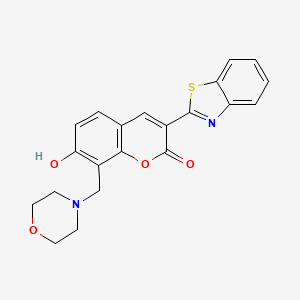 molecular formula C21H18N2O4S B2556448 3-Benzothiazol-2-yl-7-hydroxy-8-morpholin-4-ylmethyl-chromen-2-one CAS No. 301308-63-4
