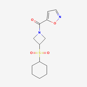 molecular formula C13H18N2O4S B2556465 (3-(环己基磺酰基)氮杂环丁烷-1-基)(异恶唑-5-基)甲酮 CAS No. 1448033-16-6