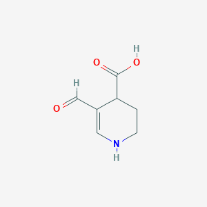 molecular formula C7H9NO3 B2556471 5-Formyl-1,2,3,4-tetrahydropyridine-4-carboxylic acid CAS No. 2260937-75-3