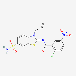 molecular formula C17H13ClN4O5S2 B2556474 (Z)-N-(3-烯丙基-6-磺酰基苯并[d]噻唑-2(3H)-亚甲基)-2-氯-5-硝基苯甲酰胺 CAS No. 887201-47-0