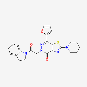 molecular formula C24H23N5O3S B2556479 7-(呋喃-2-基)-5-(2-(吲哚啉-1-基)-2-氧代乙基)-2-(哌啶-1-基)噻唑并[4,5-d]嘧啶-4(5H)-酮 CAS No. 1105208-03-4