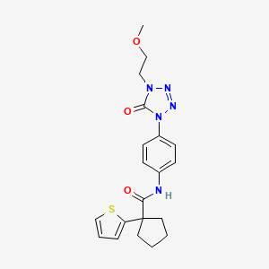 molecular formula C20H23N5O3S B2556484 N-(4-(4-(2-methoxyethyl)-5-oxo-4,5-dihydro-1H-tetrazol-1-yl)phenyl)-1-(thiophen-2-yl)cyclopentanecarboxamide CAS No. 1396567-40-0