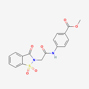 molecular formula C17H14N2O6S B2556485 methyl 4-(2-(1,1-dioxido-3-oxobenzo[d]isothiazol-2(3H)-yl)acetamido)benzoate CAS No. 474530-95-5