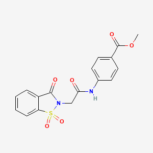 molecular formula C17H14N2O6S B2556485 4-(2-(1,1-二氧化-3-氧代苯并[d]异噻唑-2(3H)-基)乙酰胺基)苯甲酸甲酯 CAS No. 474530-95-5