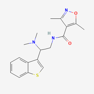 molecular formula C18H21N3O2S B2556494 N-(2-(benzo[b]thiophen-3-yl)-2-(dimethylamino)ethyl)-3,5-dimethylisoxazole-4-carboxamide CAS No. 2034391-24-5