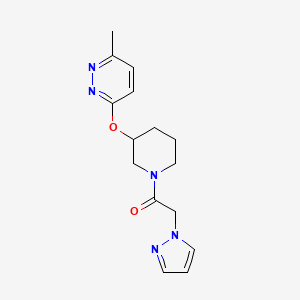 molecular formula C15H19N5O2 B2556497 1-(3-((6-甲基吡啶并氮杂卓-3-基)氧代)哌啶-1-基)-2-(1H-吡唑-1-基)乙酮 CAS No. 2034226-32-7