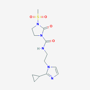 molecular formula C13H19N5O4S B2556499 N-(2-(2-cyclopropyl-1H-imidazol-1-yl)ethyl)-3-(methylsulfonyl)-2-oxoimidazolidine-1-carboxamide CAS No. 2034234-65-4