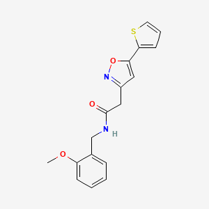 molecular formula C17H16N2O3S B2556517 N-(2-甲氧基苄基)-2-(5-(噻吩-2-基)异恶唑-3-基)乙酰胺 CAS No. 946227-75-4