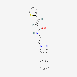 molecular formula C18H17N3OS B2556520 (E)-N-(2-(4-苯基-1H-吡唑-1-基)乙基)-3-(噻吩-2-基)丙烯酰胺 CAS No. 2035021-91-9