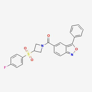 molecular formula C23H17FN2O4S B2556522 (3-((4-氟苯基)磺酰基)氮杂环丁-1-基)(3-苯基苯并[c]异恶唑-5-基)甲苯酮 CAS No. 1797342-16-5