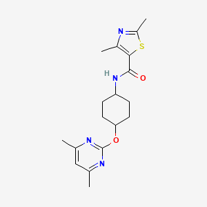 molecular formula C18H24N4O2S B2556524 N-((1r,4r)-4-((4,6-二甲基嘧啶-2-基)氧基)环己基)-2,4-二甲基噻唑-5-甲酰胺 CAS No. 2034474-43-4