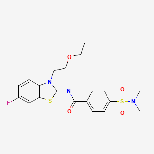 molecular formula C20H22FN3O4S2 B2556527 (Z)-4-(N,N-二甲基磺酰胺)-N-(3-(2-乙氧基乙基)-6-氟苯并[d]噻唑-2(3H)-亚甲基)苯甲酰胺 CAS No. 865162-98-7
