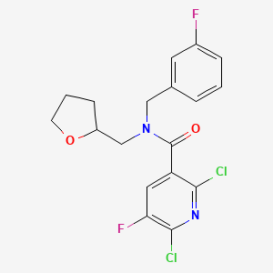 B2556530 2,6-dichloro-5-fluoro-N-[(3-fluorophenyl)methyl]-N-[(oxolan-2-yl)methyl]pyridine-3-carboxamide CAS No. 1790141-44-4