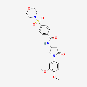 molecular formula C23H27N3O7S B2556534 N-(1-(3,4-二甲氧基苯基)-5-氧代吡咯烷-3-基)-4-(吗啉磺酰基)苯甲酰胺 CAS No. 900997-65-1