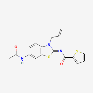 molecular formula C17H15N3O2S2 B2556535 N-(6-乙酰氨基-3-丙-2-烯基-1,3-苯并噻唑-2-亚甲基)-2-噻吩甲酰胺 CAS No. 888413-54-5