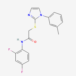 molecular formula C18H15F2N3OS B2556543 N-(2,4-二氟苯基)-2-((1-(间甲苯基)-1H-咪唑-2-基)硫代)乙酰胺 CAS No. 851131-15-2