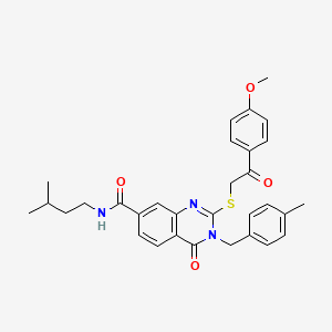 molecular formula C31H33N3O4S B2556546 N-isopentyl-2-((2-(4-methoxyphenyl)-2-oxoethyl)thio)-3-(4-methylbenzyl)-4-oxo-3,4-dihydroquinazoline-7-carboxamide CAS No. 1113136-08-5