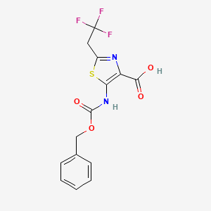 molecular formula C14H11F3N2O4S B2556548 5-(Phenylmethoxycarbonylamino)-2-(2,2,2-trifluoroethyl)-1,3-thiazole-4-carboxylic acid CAS No. 2287313-08-8