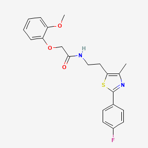molecular formula C21H21FN2O3S B2556558 N-[2-[2-(4-fluorophenyl)-4-methyl-1,3-thiazol-5-yl]ethyl]-2-(2-methoxyphenoxy)acetamide CAS No. 923131-92-4
