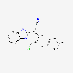 molecular formula C21H16ClN3 B2556562 1-Chloro-3-methyl-2-(4-methylbenzyl)pyrido[1,2-a]benzimidazole-4-carbonitrile CAS No. 862106-12-5