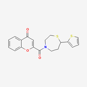 molecular formula C19H17NO3S2 B2556564 2-(7-(thiophen-2-yl)-1,4-thiazepane-4-carbonyl)-4H-chromen-4-one CAS No. 1706095-78-4