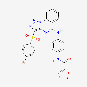 molecular formula C26H17BrN6O4S B2556566 N-[4-({3-[(4-bromophenyl)sulfonyl][1,2,3]triazolo[1,5-a]quinazolin-5-yl}amino)phenyl]furan-2-carboxamide CAS No. 899348-70-0