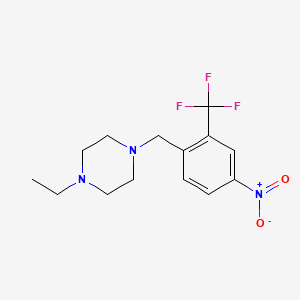molecular formula C14H18F3N3O2 B2556568 1-Ethyl-4-(4-nitro-2-(trifluoromethyl)benzyl)piperazine CAS No. 859027-20-6