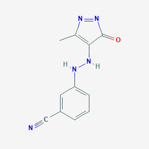 molecular formula C11H9N5O B255657 3-[2-(3-methyl-5-oxopyrazol-4-yl)hydrazinyl]benzonitrile 
