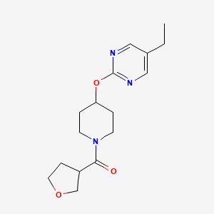 molecular formula C16H23N3O3 B2556570 [4-(5-Ethylpyrimidin-2-yl)oxypiperidin-1-yl]-(oxolan-3-yl)methanone CAS No. 2380094-94-8