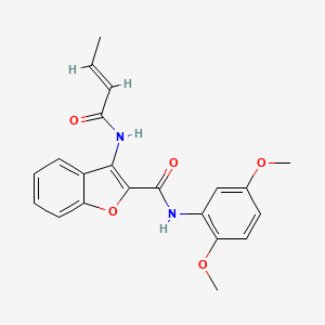 molecular formula C21H20N2O5 B2556571 (E)-3-(丁-2-烯酰胺)-N-(2,5-二甲氧基苯基)苯并呋喃-2-甲酰胺 CAS No. 888464-53-7